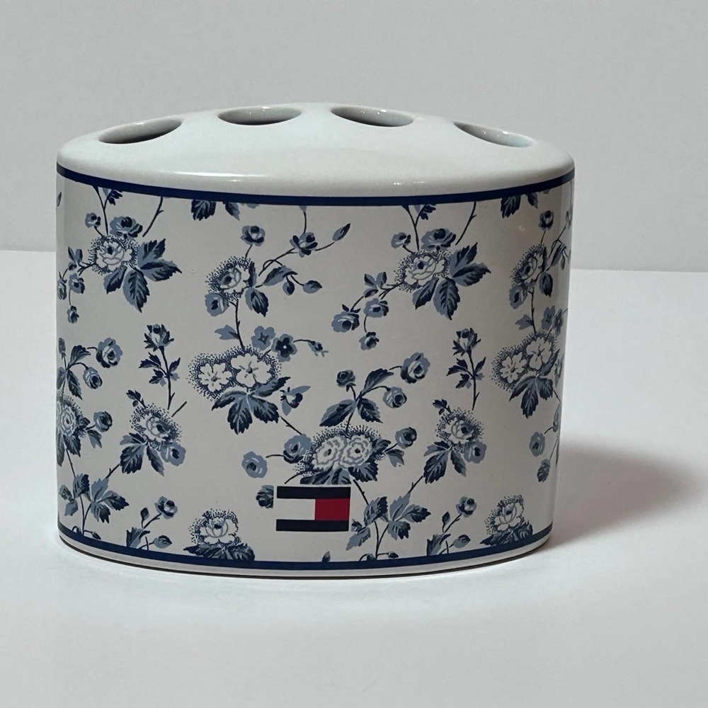 TOMMY HILFIGER BLUE‎ VICTORIAN FLORAL (1PC) TOOTHBRUSH HOLDER - Picture 2 of 9